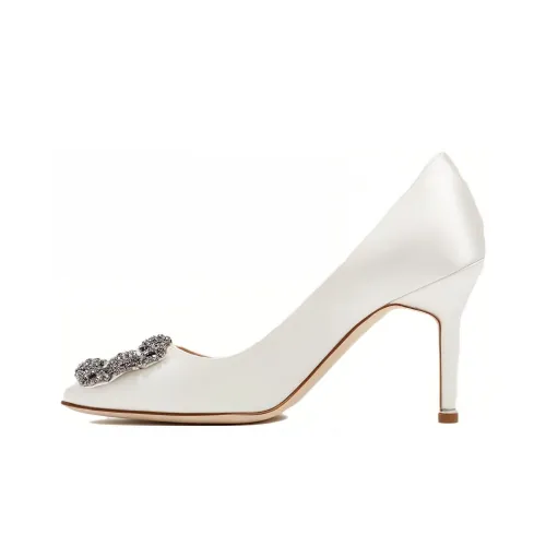 MANOLO BLAHNIK Узкий каблук Высокие каблуки 7 см Женские Кремовый Белый