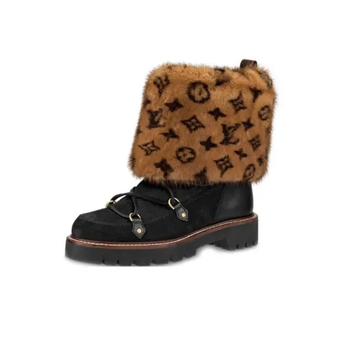 LOUIS VUITTON Territory Монограмма Термический Устойчивый к Износу Амортизация Короткие Снежные Ботинки Женские Коричневый Черный