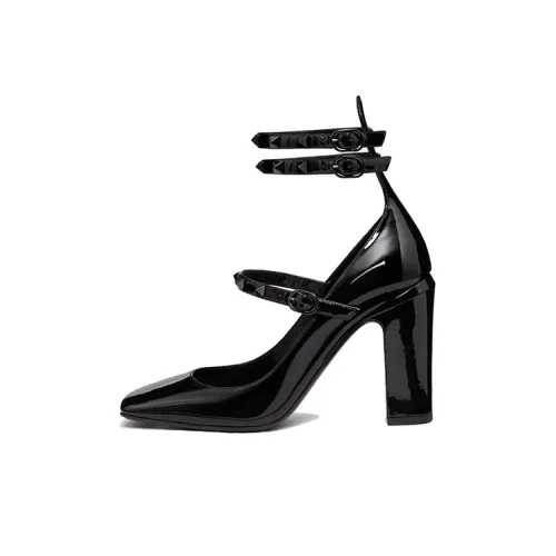 Valentino Коричневый Go Грубый каблук Высокие каблуки 10 см Женские Черный