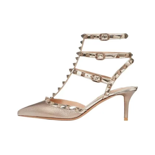 Valentino Rockstud Узкий каблук Высокие каблуки 6,6 см Женские Светло-золотой