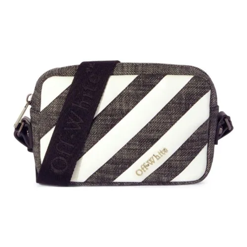 Off Белая хлопковая сумка на плечо женская черная