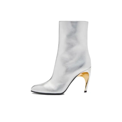 Alexander McQueen Ботильоны 9,5 см Женские Серебряные