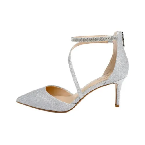 Badgley Mischka Alaia Низкий каблук Высокие каблуки 7 см Женские Серебристый