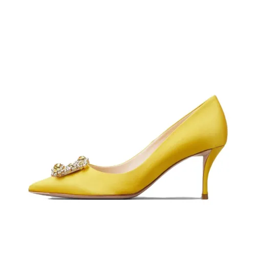 Roger Vivier Flower Strass Высокие каблуки Желтые Женские