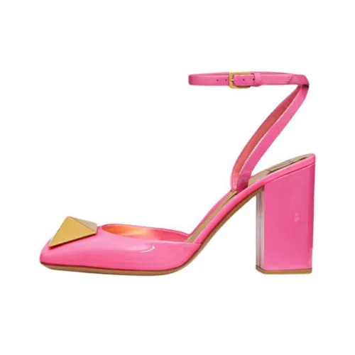 Valentino One Stud Garavani Грубый каблук Высокие каблуки Женские Розовый