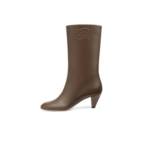 FENDI Женские сапоги на высоком каблуке коричневые