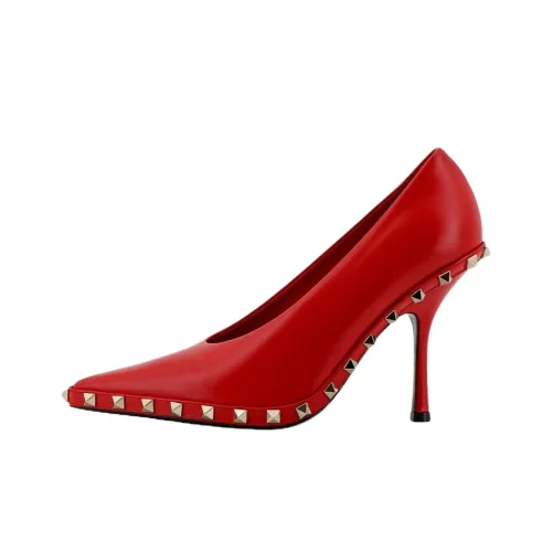 Valentino Rockstud Garavani Узкий каблук Высокие каблуки Женские Красный