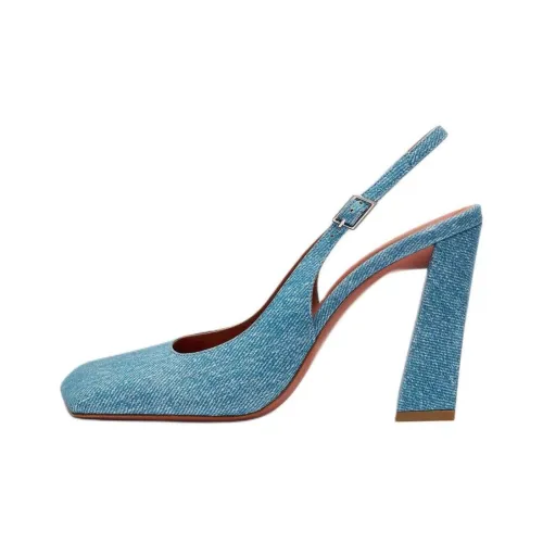AMINA MUADDI CHARLOTTE Sling Квадратный каблук Высокие каблуки 9,5 см Женские Небесно-голубой