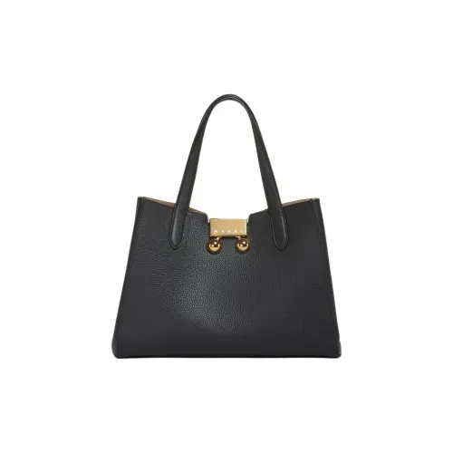 MARNI Trunkaroo Телячья кожа Тоут Сумка Сумка для покупок Сумка среднего размера Женская Черная