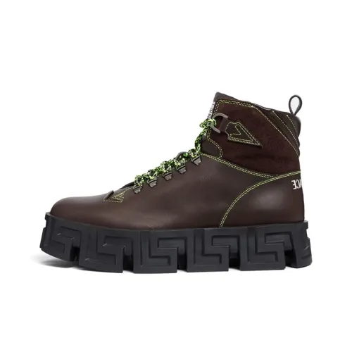 VERSACE Короткий MID Голень Ботильоны Мужской Коричневый