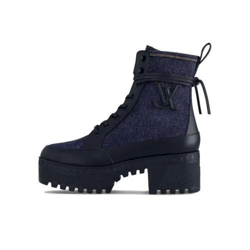 LOUIS VUITTON Laureate Короткий Мартин Boot 5 см Женские Синий Черный