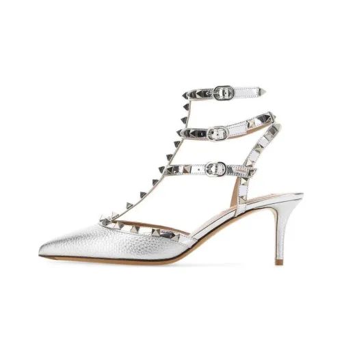 Valentino Rockstud Узкий каблук Высокие каблуки 6 см Женские Серебряный