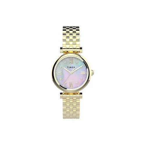 TIMEX Наручные часы Кварцевый механизм Ремешок из нержавеющей стали 8 мм Матириально-раковинный циферблат Женские часы