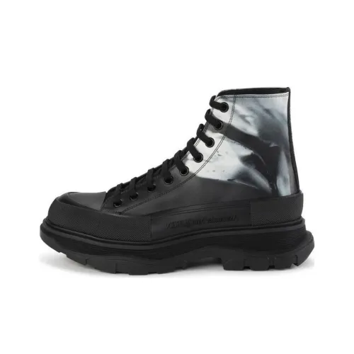 Alexander McQueen Tread Slick Короткий Martin Boot Мужской Черный Белый