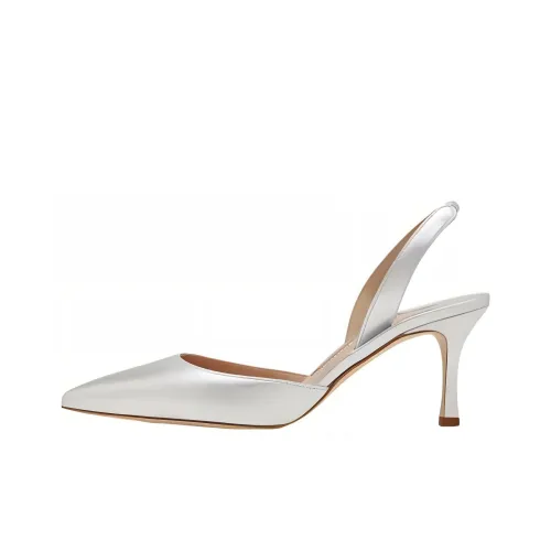 MANOLO BLAHNIK Узкий каблук Высокие каблуки 7 см Женские Серебряный