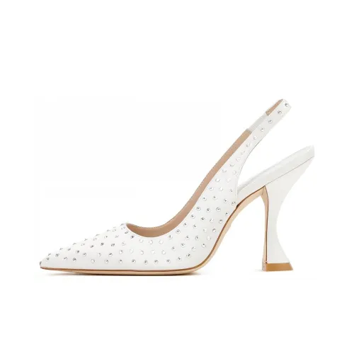 Stuart Weitzman SW Glam XCurve Нестандартный каблук Высокие каблуки Женские Белые
