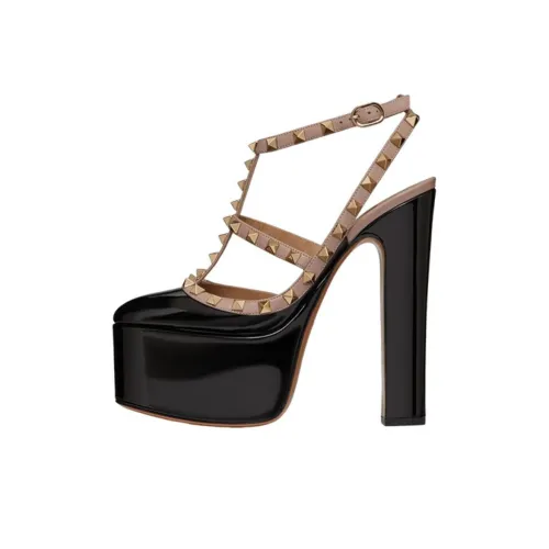 Valentino Rockstud Грубый каблук Высокие каблуки 15,5 см Женские Черный