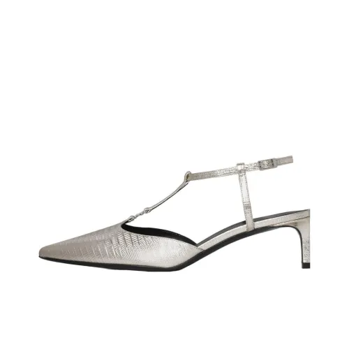 CELINE Triomphe KITTEN T BAR Узкий каблук Высокие каблуки 5 см Женские Серебряный