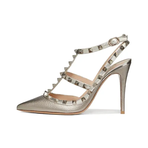 Valentino Rockstud Узкий каблук Высокие каблуки Женские Серебряные