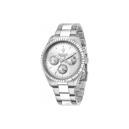 Maserati Мужские часы Кварцевый механизм Ремешок из нержавеющей стали 43 мм Серебристый циферблат