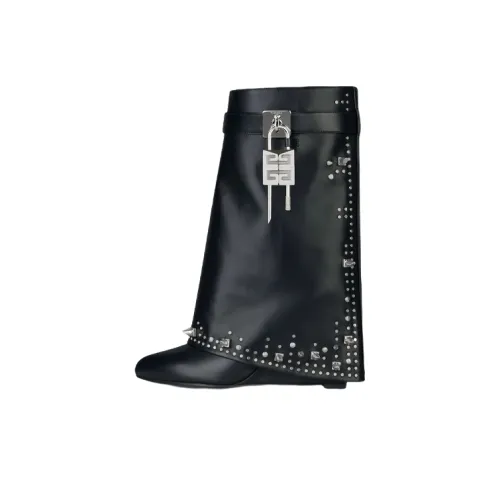 Givenchy Shark Lock Женские высокие сапоги до колена черные