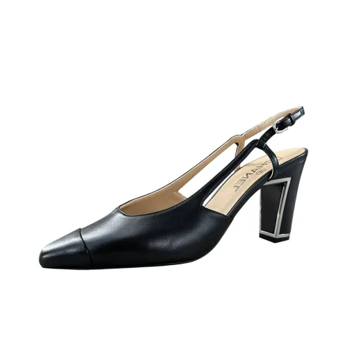 CHANEL Грубый каблук Высокие каблуки 9 см Женские Черный