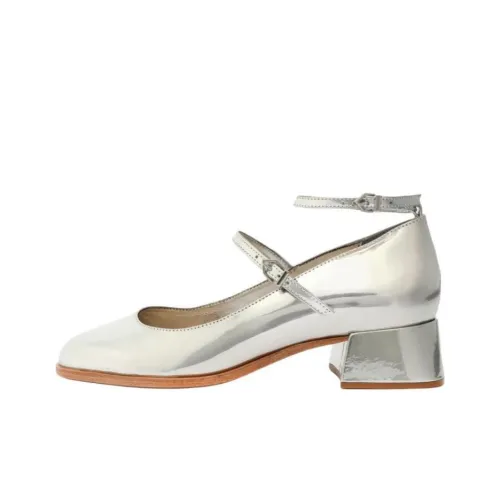 Schutz Dorothy Грубый каблук Высокие каблуки 4CM Женские Серебряный