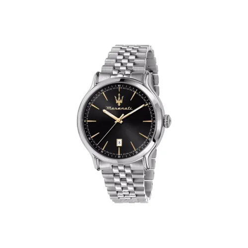 Maserati Мужские часы Кварцевый механизм Ремешок из нержавеющей стали 42 мм Черный циферблат