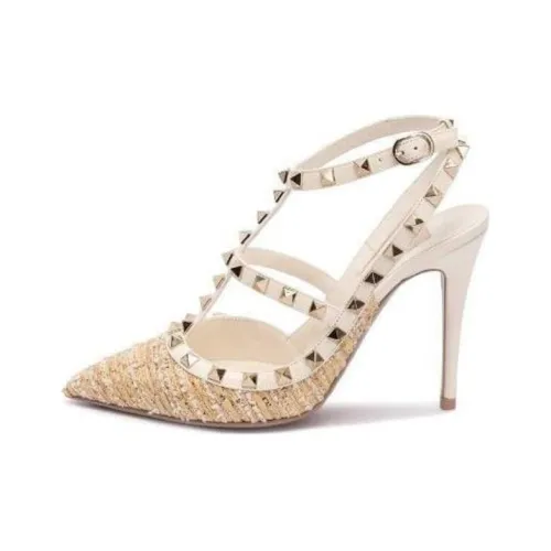 Valentino Rockstud Высокие каблуки Бежевый Женские