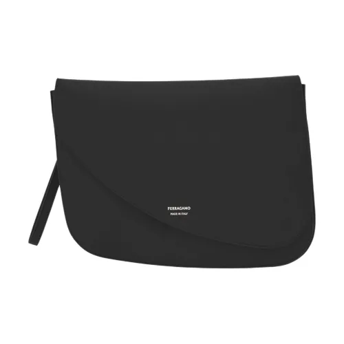 Ferragamo Hammered Текстура Телячья кожа Сумка на плечо Маленькая Мужская Черная