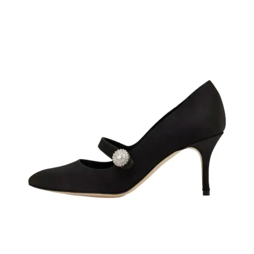 MANOLO BLAHNIK Marijana Узкий каблук Высокие каблуки 7 см Женские Черный