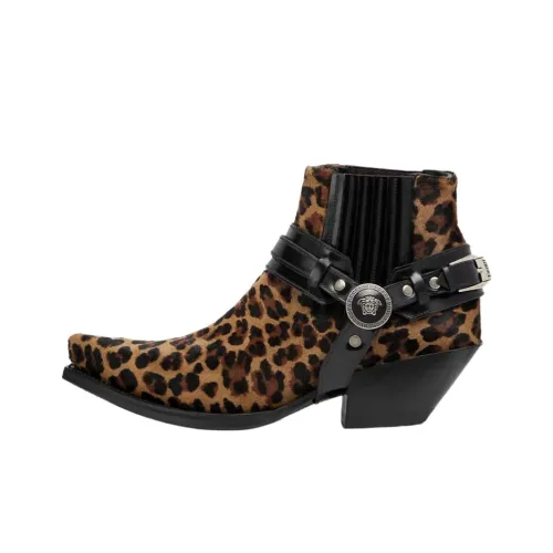 VERSACE Texano Ankle Длина Челси 5 см Женские Леопард Коричневый