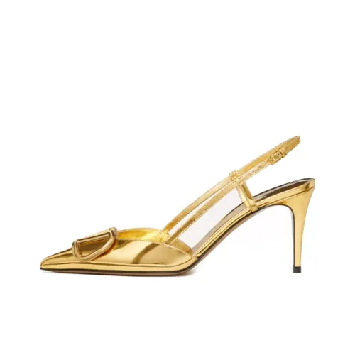 Valentino Vlogo Signature Низкий профиль Высокие каблуки Женские Золото