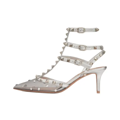 Valentino Rockstud Узкий каблук Высокие каблуки 6,5 см Женские Серебряные
