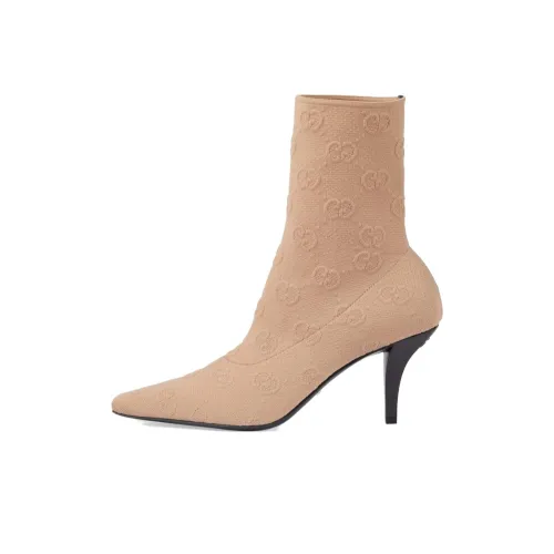 GUCCI Double G Ботильоны 7,5 см Женские Светло-коричневые