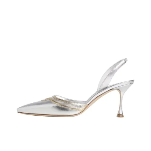 MANOLO BLAHNIK Узкий каблук Высокие каблуки 8 см Женские Серебряный