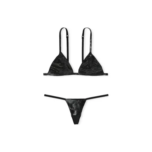 Victoria's Secret 24 BIG Show Коллекция Очень Сексуальный SHINE Треугольник Bralette Panty B Нижнее белье Набор Женские Черный