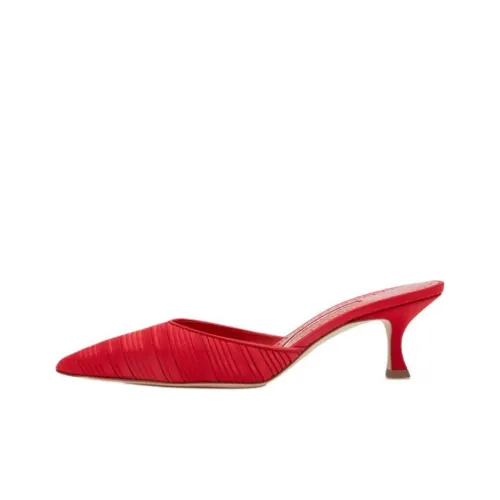 MANOLO BLAHNIK Домашние тапочки 5 см Женские Красные
