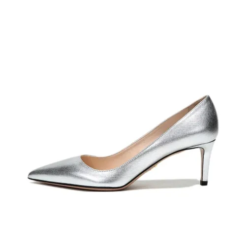 PRADA Узкий каблук Высокие каблуки 6,5 см Женские Серебряные