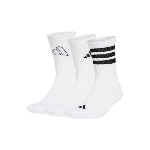 Adidas 3 шт Белый/Черный Унисекс MID Носки до икры