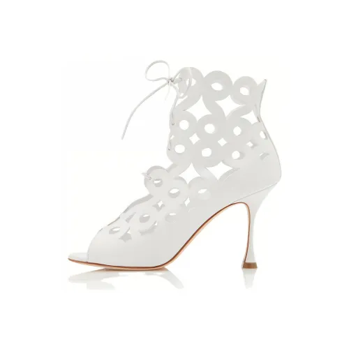 MANOLO BLAHNIK Ботильоны 9 см Женские Белые