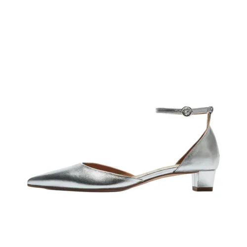 Aeyde Perrine Грубый каблук Высокие каблуки 3 см Женские Серебристые