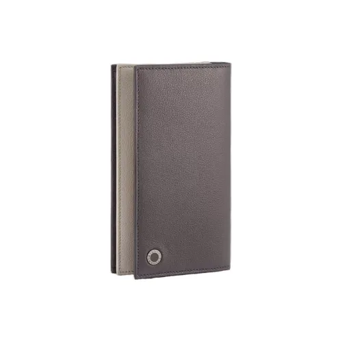 BVLGARI Коровья кожа крупнозернистая кошелек большой мужской темно-серый