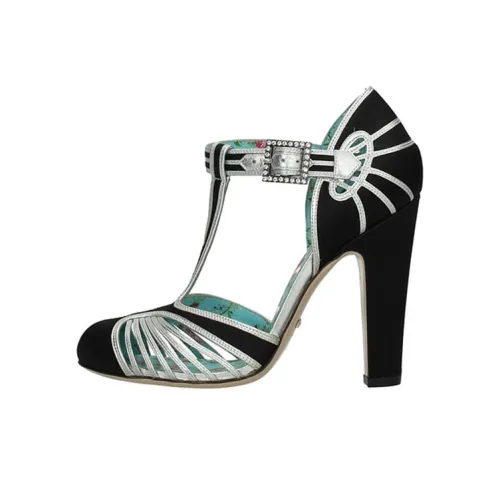 GUCCI Грубый каблук Высокие каблуки Женские Черный Серебряный