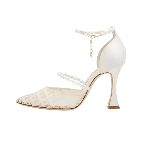 MANOLO BLAHNIK Нестандартный каблук Высокие каблуки 10,5 см Женские Слоновая кость