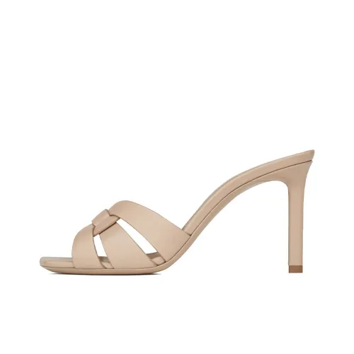 SAINT LAURENT TRIBUTE Узкий каблук Высокие каблуки 8,5 см Женские Темно-бежевый