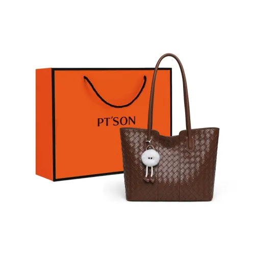 PT'SON Коровья кожа с синтетической кожей Тоут Сумка Сумка для покупок Сумка на плечо Стандартная Женская Кофейная