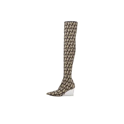 Valentino Over The Knee Boots Beige Women's