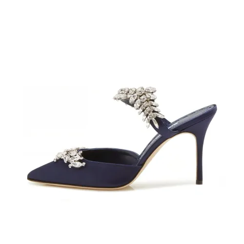 MANOLO BLAHNIK Туфли на высоком каблуке 9 см Женские Темно-синие