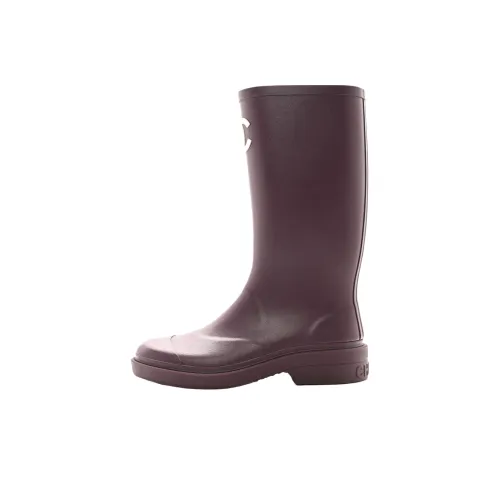 CHANEL Caoutchouk CC Высокие сапоги до колена 3,1 см Женские Темно-фиолетовые